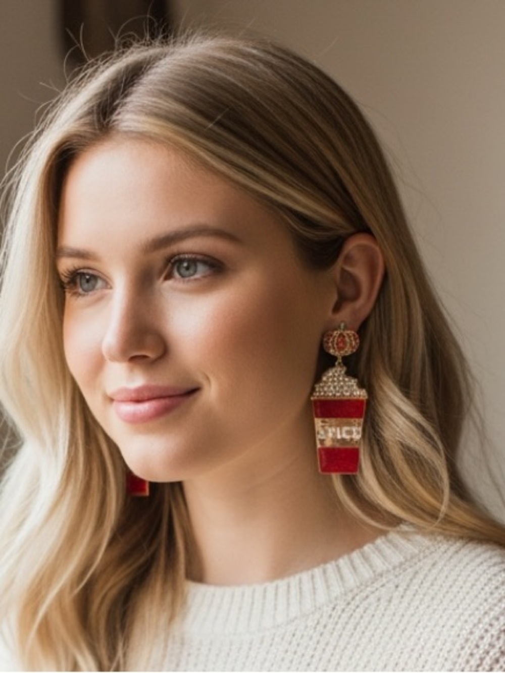 BaubleBar Orange and White Sparkling Pumpkin Spice Earrings